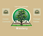 Illustrated image featuring an open book with a tree growing out of it against a green circle backdrop. Text reads "Lawn and Landscape Mastery" with "Courses," "Community," "Packages," and "Partners" around the logo. Two "Lawn Care Campus" logos are on either side. Illustrated image featuring an open book with a tree growing out of it against a green circle backdrop. Text reads "Lawn and Landscape Mastery" with "Courses," "Community," "Packages," and "Partners" around the logo. Two "Lawn Care Campus" logos are on either side.