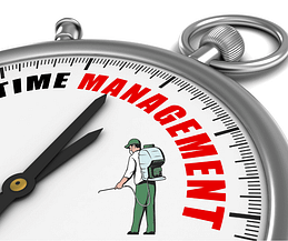 Time-management-for-lawn-care-managers Time clock with man spraying on clock for time management