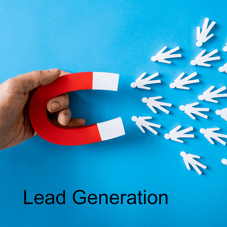 Lead Generation Magnet pulling people for lead gen graphic